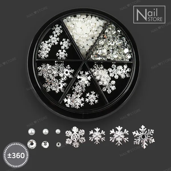 겨울왕국 컬렉션 원형케이스 2 /6세트/진주네일/반볼진주/눈꽃참 없음