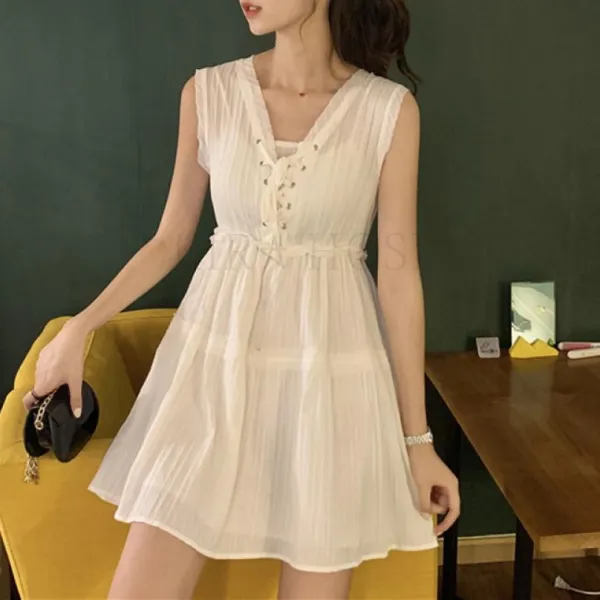 kirahosi 여자 민소매 바캉스룩 휴양지 나시 린넨 시스루 원피스 + 덧신 증정 BWz3l7cg