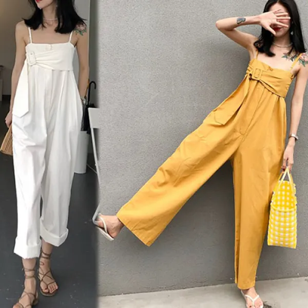 바니드 여성 끈나시 통바지 여름 점프수트