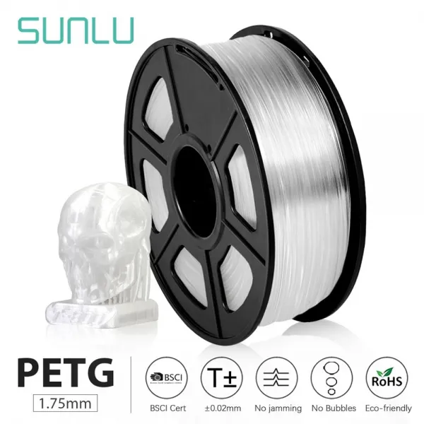3D 필라멘트 DIY 선물 인쇄를 위한 SUNLU PETG 3D 인쇄 기계 필라멘트 1.75mm 투명한 백색 플라스틱 포용력 +/-0., 단일상품