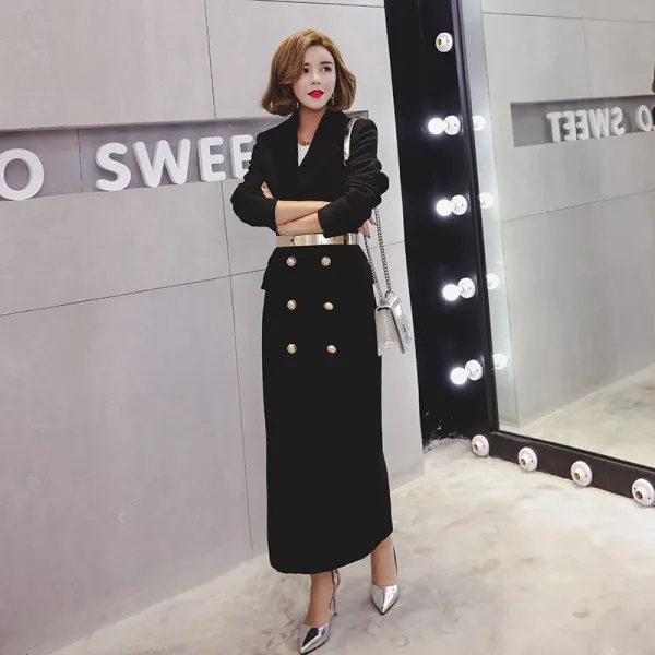 더블코트옷 화이트 모직 여성 겨울 가을 오버 롱 발목까지 올라오다 두꺼운 단추 슬림 더플 3736683178