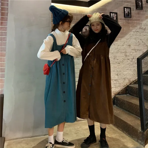 가심비 여성 코듀로이 뷔스티에 원피스 나시 롱 원피스 Ga015b110726