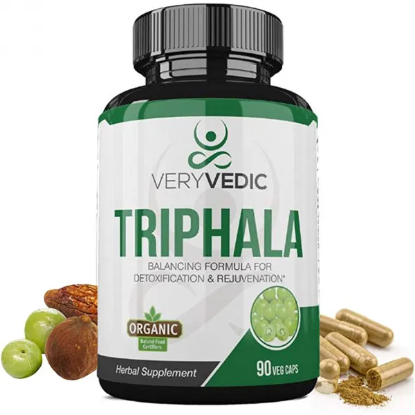 VeryVedic Triphala Capsules90erbal 보충제 (90 식물성 캡슐) 결장 정화는 가스 또는 팽창을 하는 데 도움, 단일상품, 단일상품
