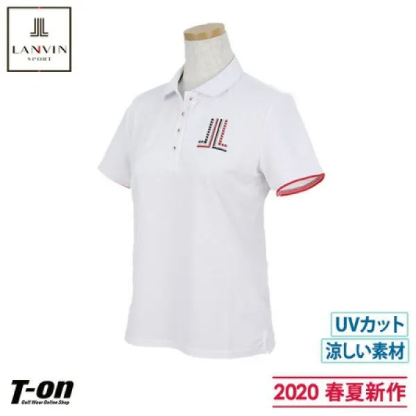 랑방 스포루 LANVIN SPORT 일본 정규품 레이디스 폴로 셔츠 반소매 UV컷 시원한 소재흡 수속건 비즈 로고, M 38