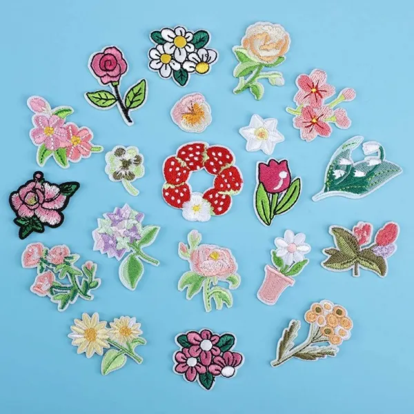 Savori마크 아플리케 다리미 마크 자수플라워 꽃 모티브 멋쟁이귀여운 장식보수 작은 사이즈 20장 그러다 1