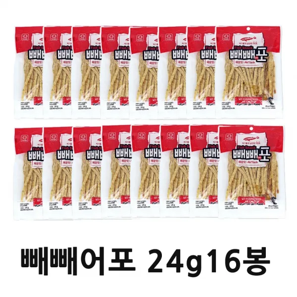 한진식품 빼빼어포 24gX16봉 대용량 어포간식, 16봉, 384g
