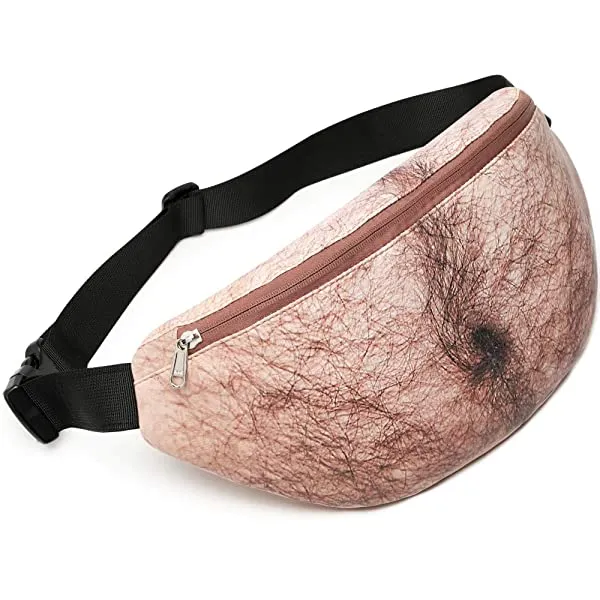 Belly Fanny Pack Gag Gifts White Elephant Funny Gift Dad Bag Funny Fanny Pack 3D Fake Belly Waist