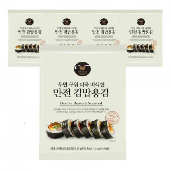 만전김 두번구워 더욱 바삭한 만전 김밥용김 10매, 50개