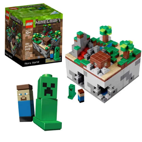 레 고 LEGO Minecraft 더 빌 리 지 나의 미시적 세계 창세 신 조립 블록 21102
