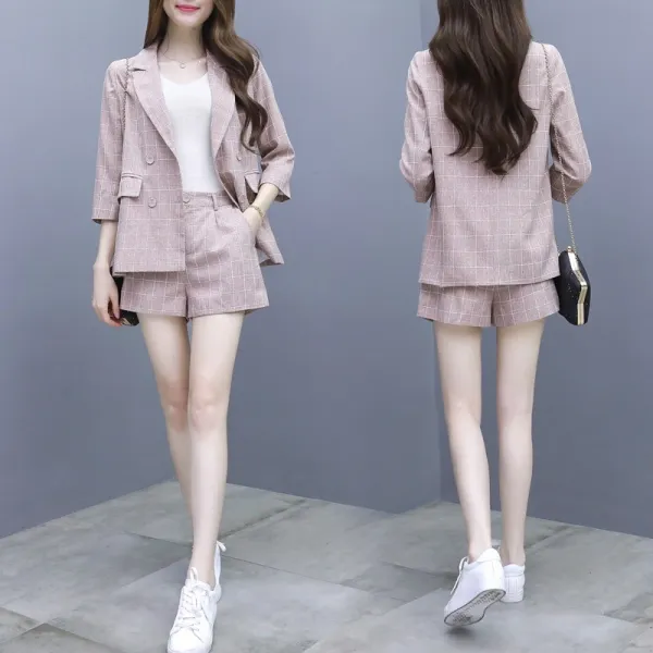[유니쿰] 여성투피스 여름정장 오피스룩 자켓 반바지 세트AU22 588979625228