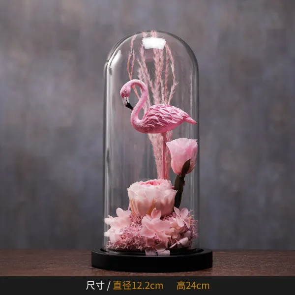 와이유 거실소품 불벼락새 생일 선물 아이디어 영생화 건화유리 가재도구, 핑크