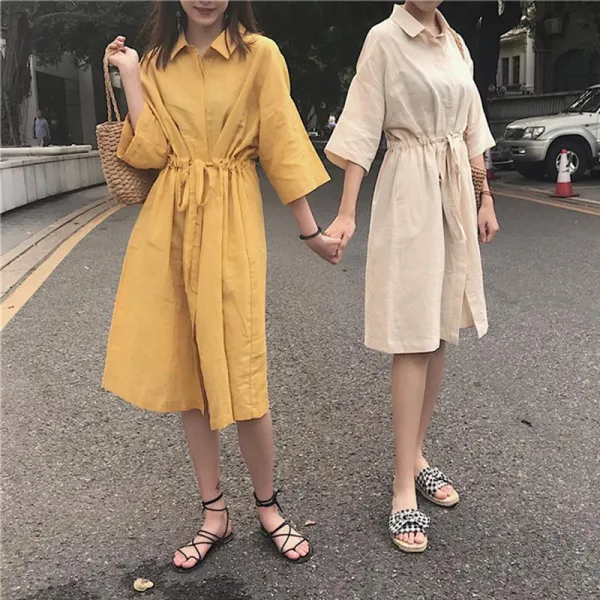 빅피플 가을 미디b24 면 롱셔츠 줄무늬 슬림핏