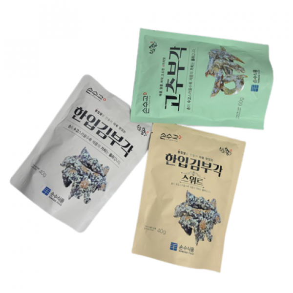 손수식품 손수고 고추부각 60g + 한입 김부각 40g + 스위트 40g 세트, 2세트