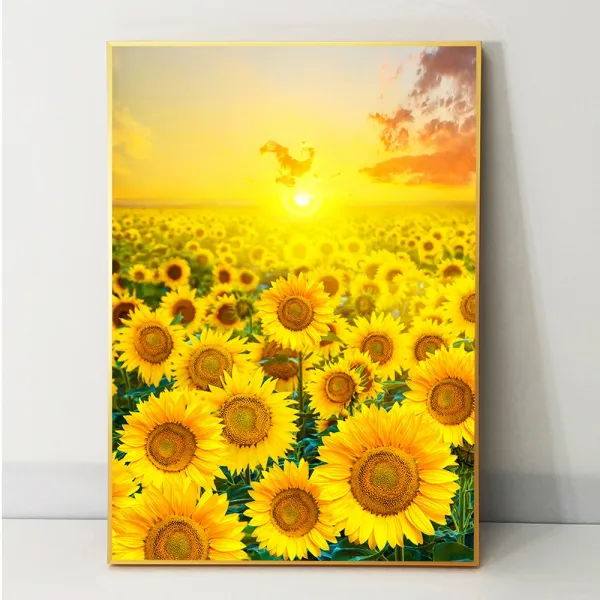화색갤러리 풍수그림 아침햇살 가로 세로 해바라기 그림 액자, 골드무광A3(29.7cmx42cm)