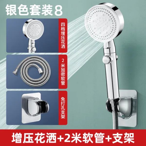 꼬미꼬미 노즐 샤워 크게 나타나다 워싱 목욕함 가압력 연봉 스크런치 헤어슈슈 햇볕에 받침대 테프론호스 실버 스타일 샤워기 _2메터 관 _무