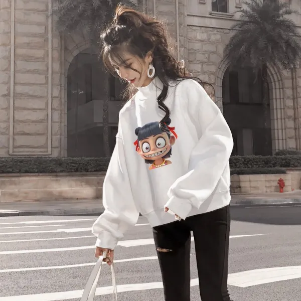 초록무역 해외배송 유니크 프린팅 터틀넥 맨투맨