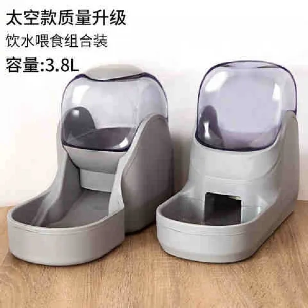 자동급식기 이동 전기연결하지않는 물마시는기구 고양이음수기 강아지 음수기 애완동물용 급식기 급수 z7 자동, T03-스페이스그레이-세트음수기여보세요