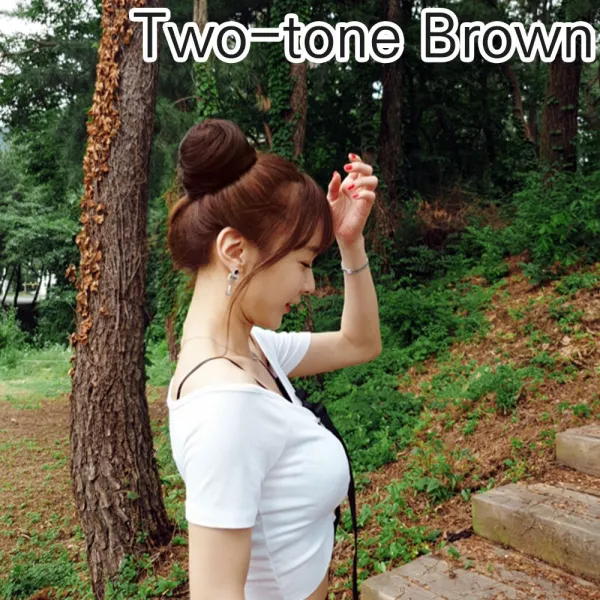 당고머리 투톤브라운 승무원머리망 똥머리가발 당고머리 올림머리 업스타일, 단일상품