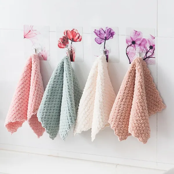 4pcs 슈퍼 흡수성 마이크로 화이버 주방 접시 천으로 양면 수색 패드 넝마 고효율 가정용 청소 타월 Peach Pink