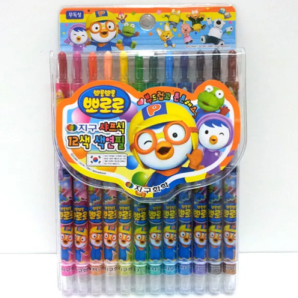 지구화학 뽀로로 샤프식 색연필, 3개, 12색