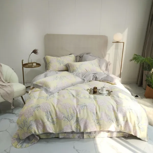 미국식 향촌 가볍게 사치한 레오파드 난정 양면 텐셀 4종 60즈 라이셀 에어매쉬 이불커버 침대시트 침구류, 옅은 회홍색 치자나무 ML