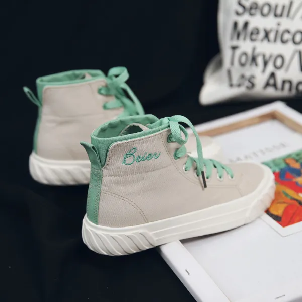 엠오엔2 그린 여성화 캔버스화 운동화 스니커즈 하이탑 통굽 슬립온 키높이 신발 슈즈 패션 아쿠아 여학생