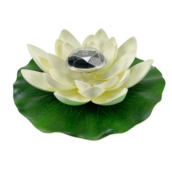 태양광 연꽃 램프 연못 수영장 장식 정원 무드등 옥상테라스 조명 인테리어 등불 30cm 흰색