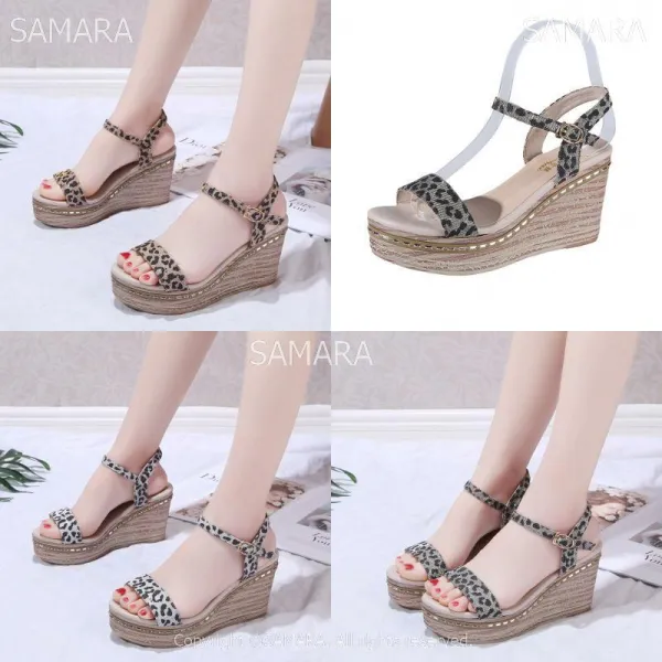 Qterra 특허브랜드 신상샌들 여성샌들 미들굽 웨지힐 웨지 일자스트랩