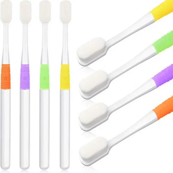 4 조각 부드러운 칫솔 마이크로 나노 칫솔 엑스트라 소프트 칫솔 연약한 잇몸 성인 어린이 어린이를위한 20 000 개의 강모가있는 수동 칫솔 (, 단일상품