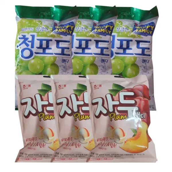 해태 자두캔디 130g x 3 , 롯데 청포도캔디 153g x 3, 1세트
