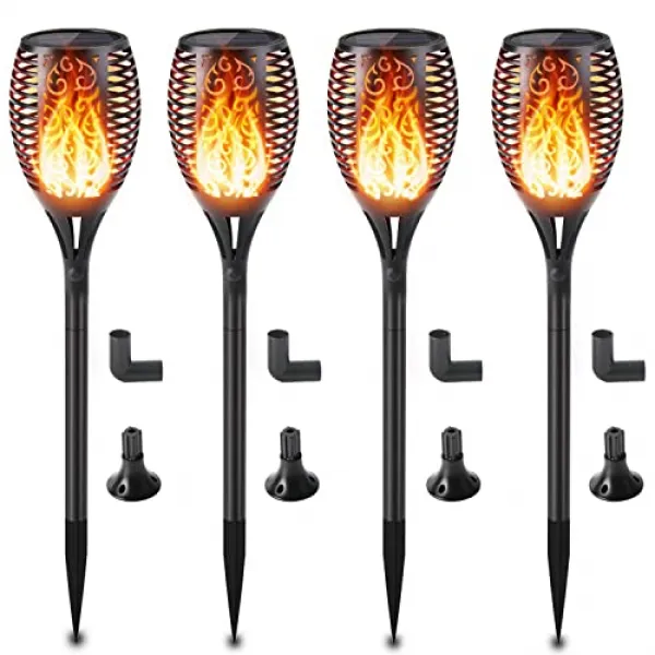 NMT Led 불꽃 태양 토치 라이트 3 모드 설치하기 쉬운 야외 방수 조명 자동 켜기 끄기 보안 불꽃 조명 마당 정원 통로 진입로 (4 팩) - P0949088PWLNNH3, 기본