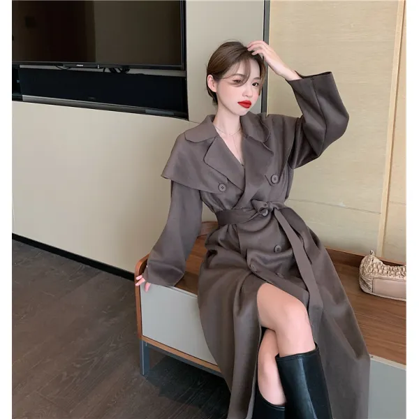 빅사이즈 여성의류 겨울 가을 타입 프렌치 볼륨 하프트렌치코트 뭉실뭉실 MM 스트랩 와이드 루즈핏 코트