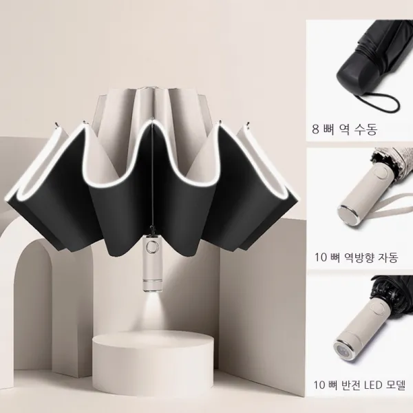 전자동 역우산 반사백사이드 LED 라이트 양산여 자외선 차단