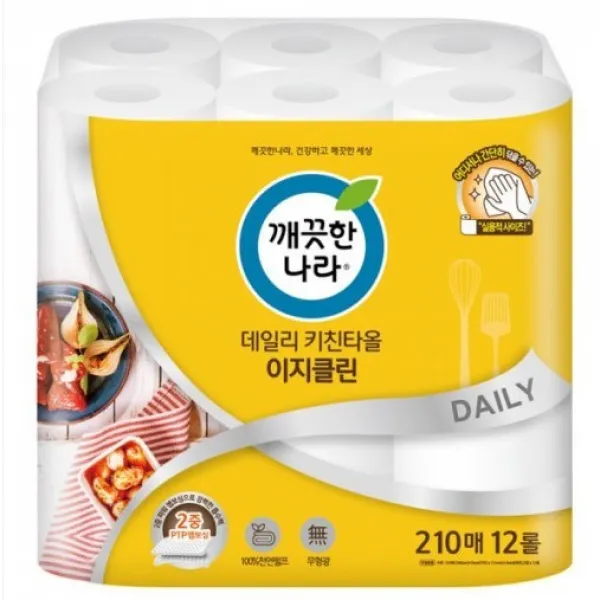 깨끗한나라 데일리 키친타올 이지클린, 210개입, 12개