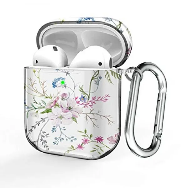 Airpods 용 Maxjoy 케이스 Airpods 보호 커버 Airpods 2 및 1과 호환 걸스 남성 여성 하드 PC 스킨 키트 카라비나, 단일상품