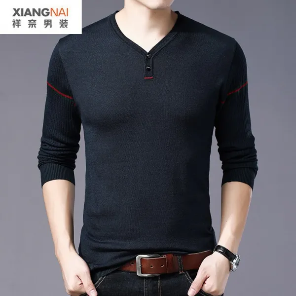 신춘 가을 작은 셔츠 중년 남성 봄옷 이너 긴팔 티 토체 얇아