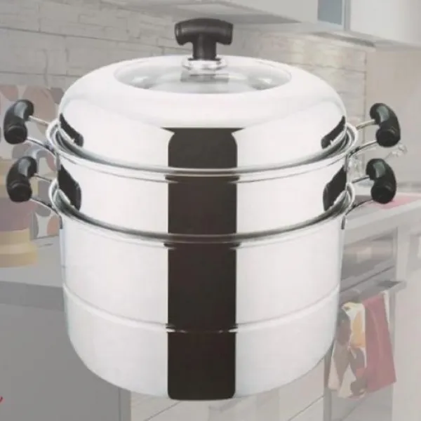 모모라 열효율이 우수한 고급 스테인레스 퀸센스3단찜솥(32cm) E-518836, 실버, 32cm