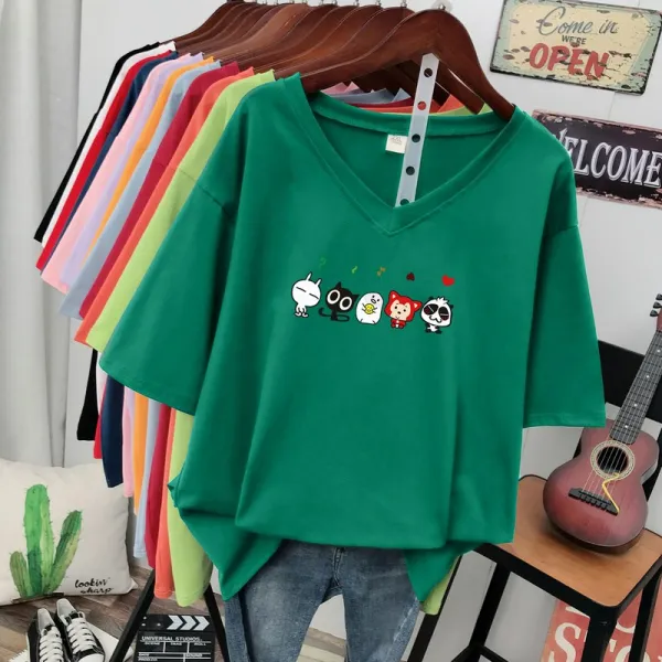 라지 사이즈 200 순면 티 여 반팔 뉴 트랙 차 배 통통 Mmv 넥 상의 Ins