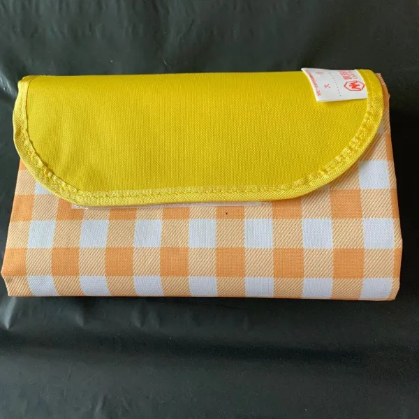 백사장 깔개 접기 교외 피크 두께 방수 매트 야외 캠핑, 엘로우 체크 미들사이즈 200150c