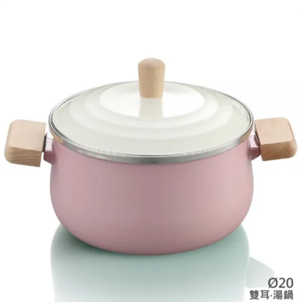 북유럽 법랑나무자루 냄비 세트, 국솥 핑크, 1