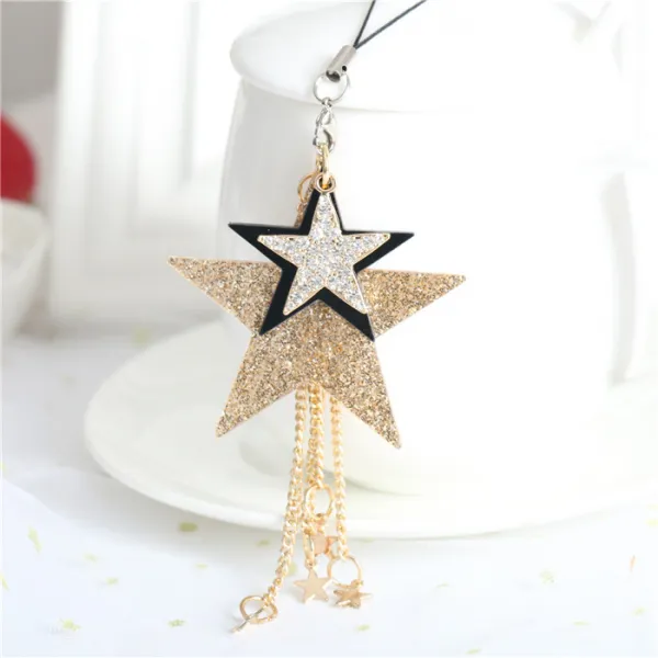 휴대폰줄 뉴타입 귀여운 남녀 판타곤 큐빅 별 U팔짱을 기계케이스 가방고리 장식품 목걸이 선물 T01 4개 작은별 별 모양 기본