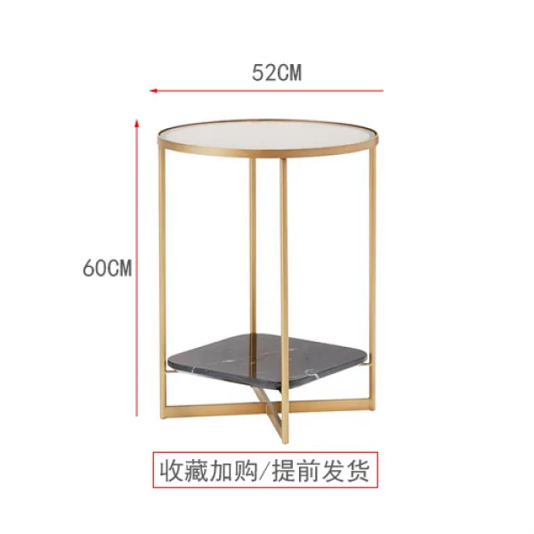 Mar.23 95번 북유럽의 몇 각 몇 작은 티탁의 미니멀한 소파 옆 테이블 강화유리의 가벼운 구매력 Ins 이중 창의원테이블z 12_라 지 골 드 브 라켓 강화 유리 돌 면 소장 재