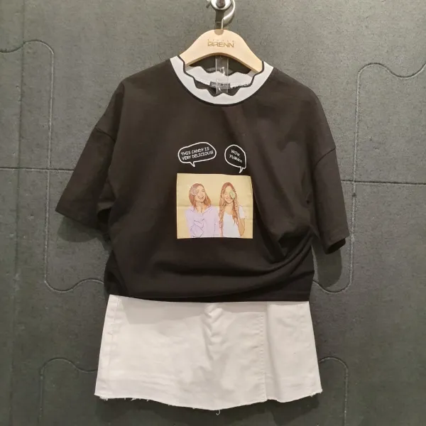 [리틀브렌] 논현점 19년 여름 신상품 고학년들이 좋아하는 스타일~~비싼 만큼 값어치 하는 퀄리터가 높은 물결리쁘 전사 반팔티 면100% 국내 생산 ~~!!, 블랙