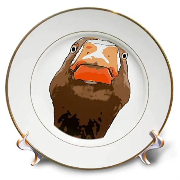 NMT Brown Duck with a Nerdy expresssive face in a Cartoon Style - Plates - P051208NVRVJKT4