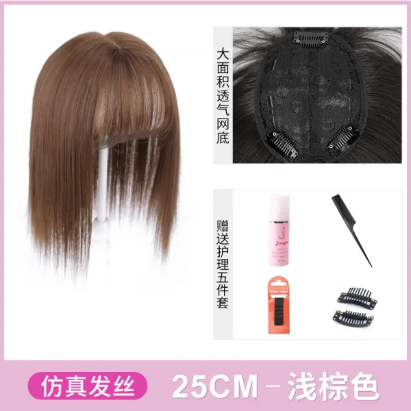 현스공방 일자뱅 보발 내추럴 정수리 에어 헴라인 편 가리다 화이트 페이크 생머리, 1, 앞머리 머리털을 보충함 리넨슬럽 25
