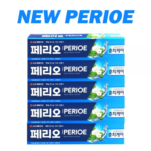 엘지생활건강 NEW 페리오 뉴 후레쉬 알파 자일리톨 함유 치약 150g, 5개입