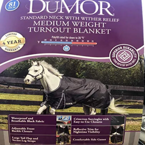 Dumor Medium Weight Turnout Horse Blanket 81” Dumor 중간 무게 투표율 말 담요 81 ”, 1
