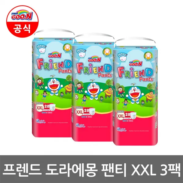 군 프렌드 도라에몽 팬티 Xxl 28매 X3팩 팬티형 기저귀