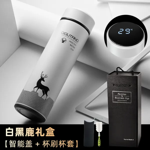 기고당 스마트 남성 여성 304 스테인리스 스틸 대용량 학생 휴대 퀄리티 차를 달이다 물컵 Smart Model 화이트 검은사