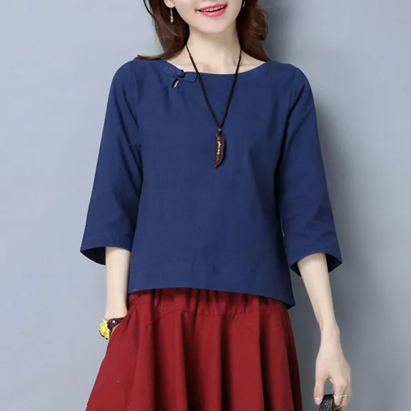 골드문 여름 어머니 리넨 패션 셔츠캐주얼 AD 12 Iifnbz